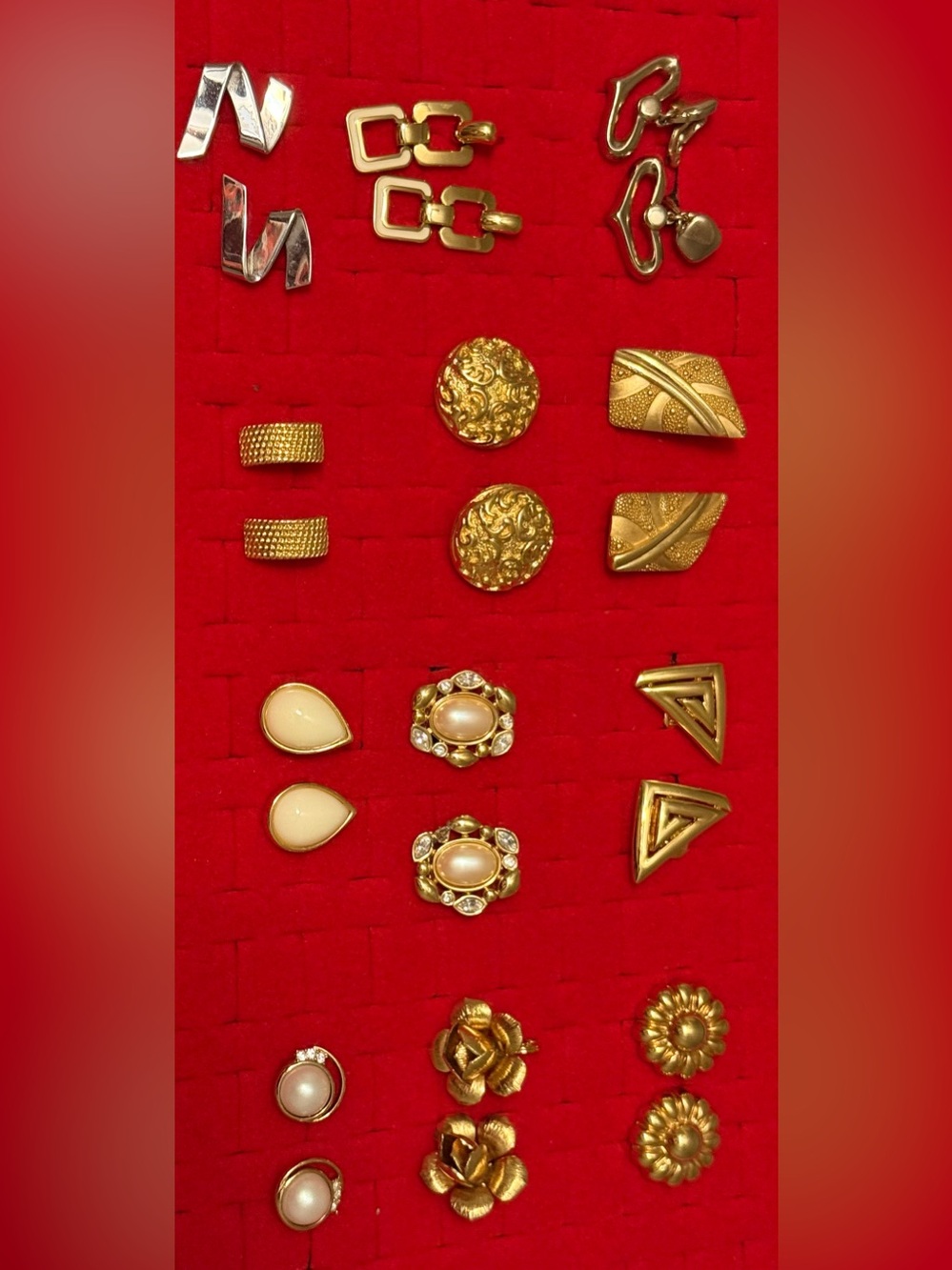 Monet Vintage Gold Tone Women's Earring Set - Classic Mixed Styles 12 Pqirs